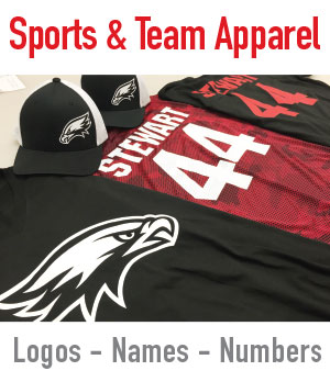 athletic name and number printing on shirts, hats and jerseys in mesa, gilbert, chandler AZ tempe