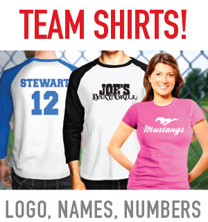 Mesa, Gilbert, Tempe, AZ team jereseys and shirts with names and numbers printed on them Tower MEdia Group serving the entire East Valley